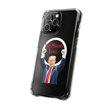 DistinctInk Clear Case for Apple iPhone, Compatible with MagSafe – Trump ‘You Missed, Loser’ Cartoon Design