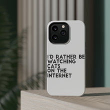 DistinctInk ToughCase for Apple iPhone, Compatible with MagSafe Charging - Rather Be Watch Cats On The Internet