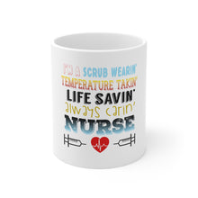 DistinctInk Glossy White Coffee / Tea Mug - Scrub Wearing Temp Taking Life Saving Nurse