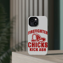 DistinctInk ToughCase for Apple iPhone, Compatible with MagSafe Charging - Firefighter Chicks Kick ASH