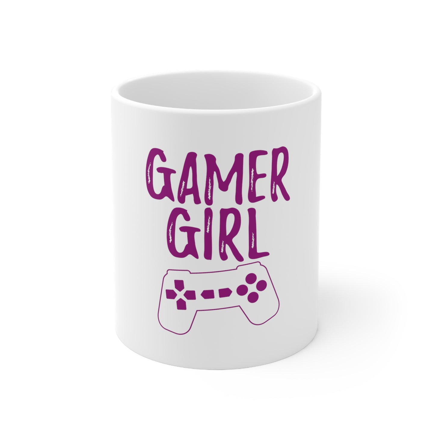 DistinctInk Glossy White Coffee / Tea Mug - Gamer Girl - Video Games