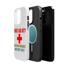 DistinctInk ToughCase for Apple iPhone, Compatible with MagSafe Charging - First Aid Kit - Whiskey & Duct Tape