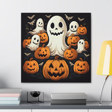 DistinctInk Canvas Wall Art with Haunted Skeleton Jack-O-Lantern for Halloween