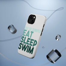 DistinctInk ToughCase for Apple iPhone, Compatible with MagSafe Charging - Life Is Simple Eat Sleep Swim