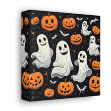 DistinctInk Canvas Wall Art with Spooky Skeleton Pumpkin Patch for Halloween