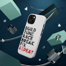 DistinctInk ToughCase for Apple iPhone, Compatible with MagSafe Charging - Build Tune Race Break Fix Repeat