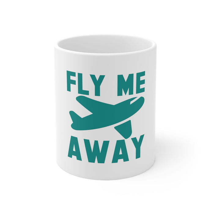 DistinctInk Glossy White Coffee / Tea Mug - Fly Me Away - Travel