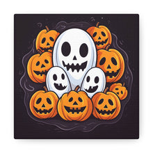 DistinctInk Canvas Wall Art with Skele-Pumpkin Ghost Pattern for Halloween