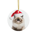 Hanging Ceramic Christmas Tree Ornament with Gold String - Himalayan Cat Design