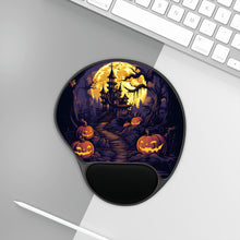 DistinctInk Mouse Pad with Wrist Rest  with Ghostly Ghouls in the Graveyard Design for Halloween