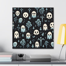 DistinctInk Canvas Wall Art with Ghastly Skeletal Shadows for Halloween