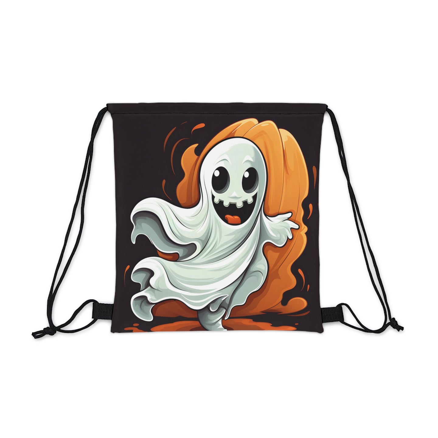 DistinctInk Drawstring Bag / Backpack with Silly Specter Sprites Design for Halloween