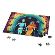 DistinctInk Jigsaw Puzzle with The Enduring Beauty of Writing Design for Halloween  LGBTQ+ Pride