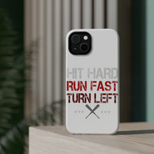 DistinctInk ToughCase for Apple iPhone, Compatible with MagSafe Charging - Hit Hard Run Fast Turn Left Baseball