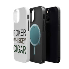 DistinctInk ToughCase for Apple iPhone, Compatible with MagSafe Charging - Poker Whiskey Cigar