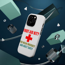 DistinctInk ToughCase for Apple iPhone, Compatible with MagSafe Charging - First Aid Kit - Whiskey & Duct Tape