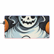DistinctInk LED Gaming Mouse Pad with Spooky Skeletal Pumpkin Patch Design for Halloween