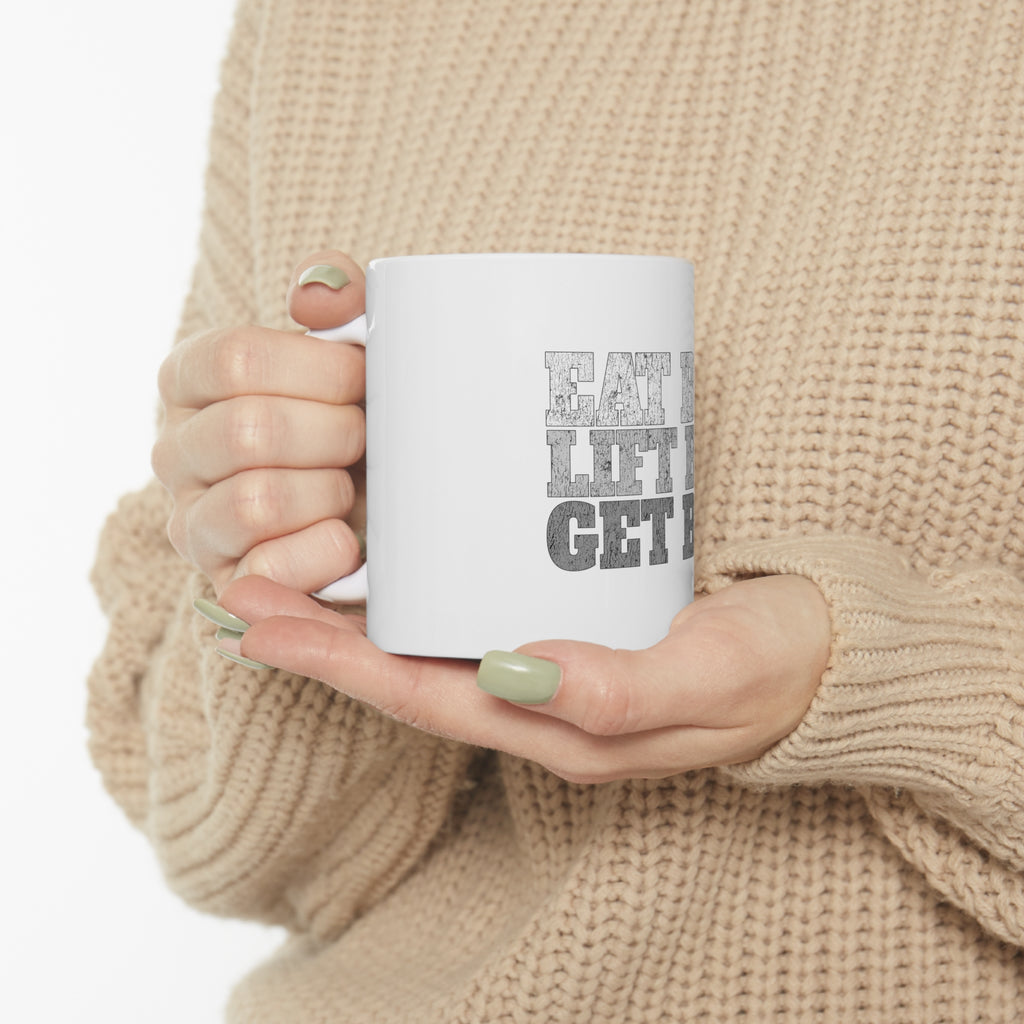 Glossy White Coffee / Tea Mug - Eat Big Lift Big Get Big, view 10