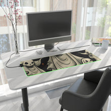 DistinctInk LED Gaming Mouse Pad with Spooky Skeleton Pumpkins Design for Halloween