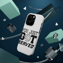DistinctInk ToughCase for Apple iPhone, Compatible with MagSafe Charging - You Just Got Served Volleyball