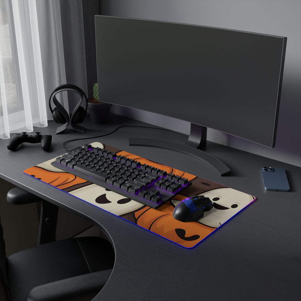 LED Gaming Mouse Pad with Haunted Skeleton Pumpkin Patch Design for Halloween, view 15
