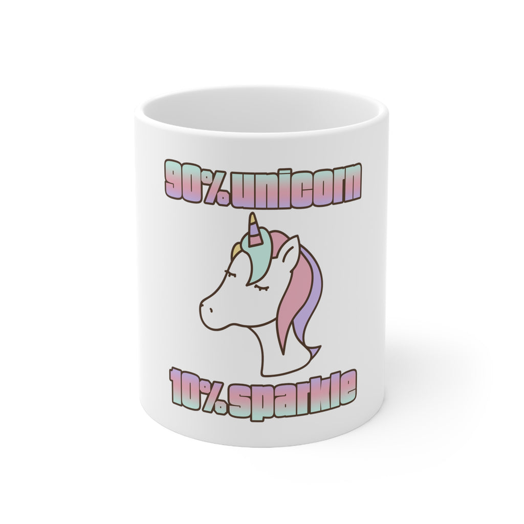 Glossy White Coffee / Tea Mug - 90% Unicorn 10% Sparkle
