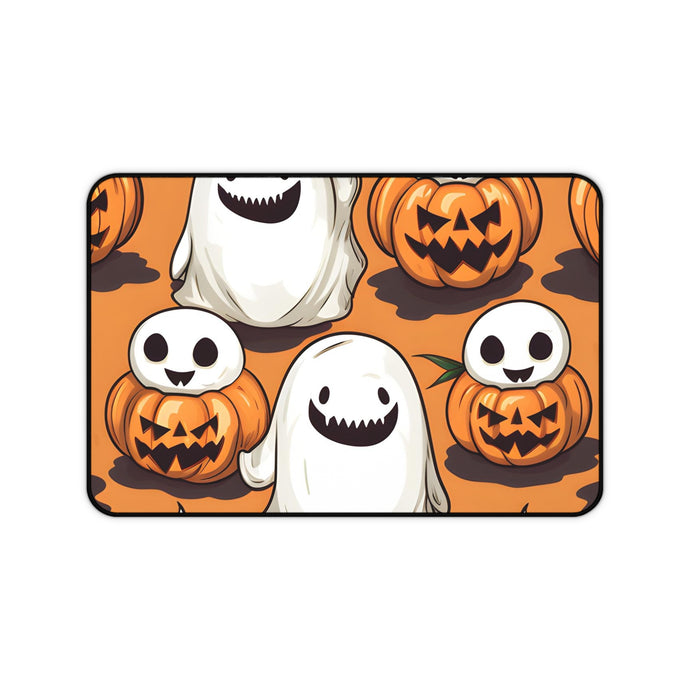 DistinctInk Desk Mat with Skeletal Ghost in a Pumpkin Design for Halloween