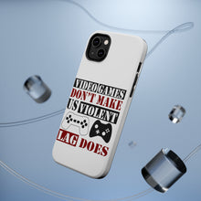 DistinctInk ToughCase for Apple iPhone, Compatible with MagSafe Charging - Video Games Don't Make Me Violent Lag Does