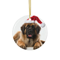 Hanging Ceramic Christmas Tree Ornament with Gold String - Leonberger Design