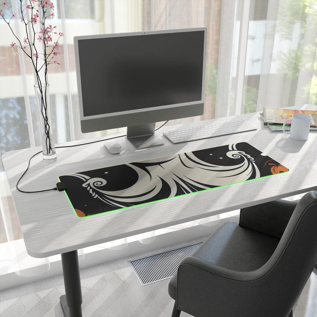 LED Gaming Mouse Pad with Ghost Skeleton Cartoon Pumpkins Design for Halloween, view 22