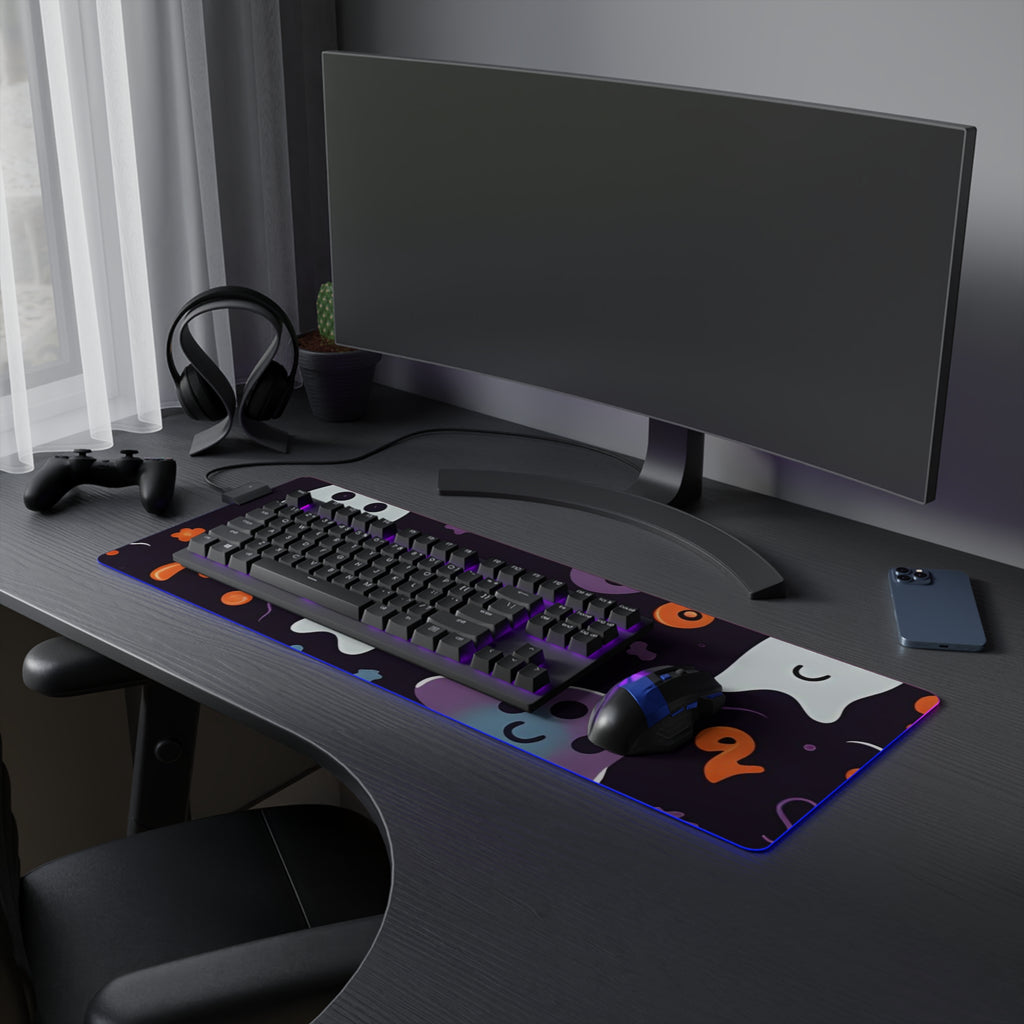 LED Gaming Mouse Pad with Skeletal Ghostly Pumpkins Design for Halloween, view 21