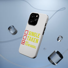 DistinctInk ToughCase for Apple iPhone, Compatible with MagSafe Charging - Single Taken Busy Playing Baseball