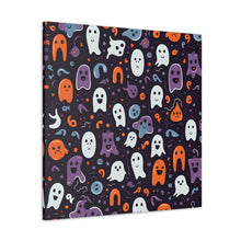 DistinctInk Canvas Wall Art with Skeletal Ghostly Pumpkins for Halloween