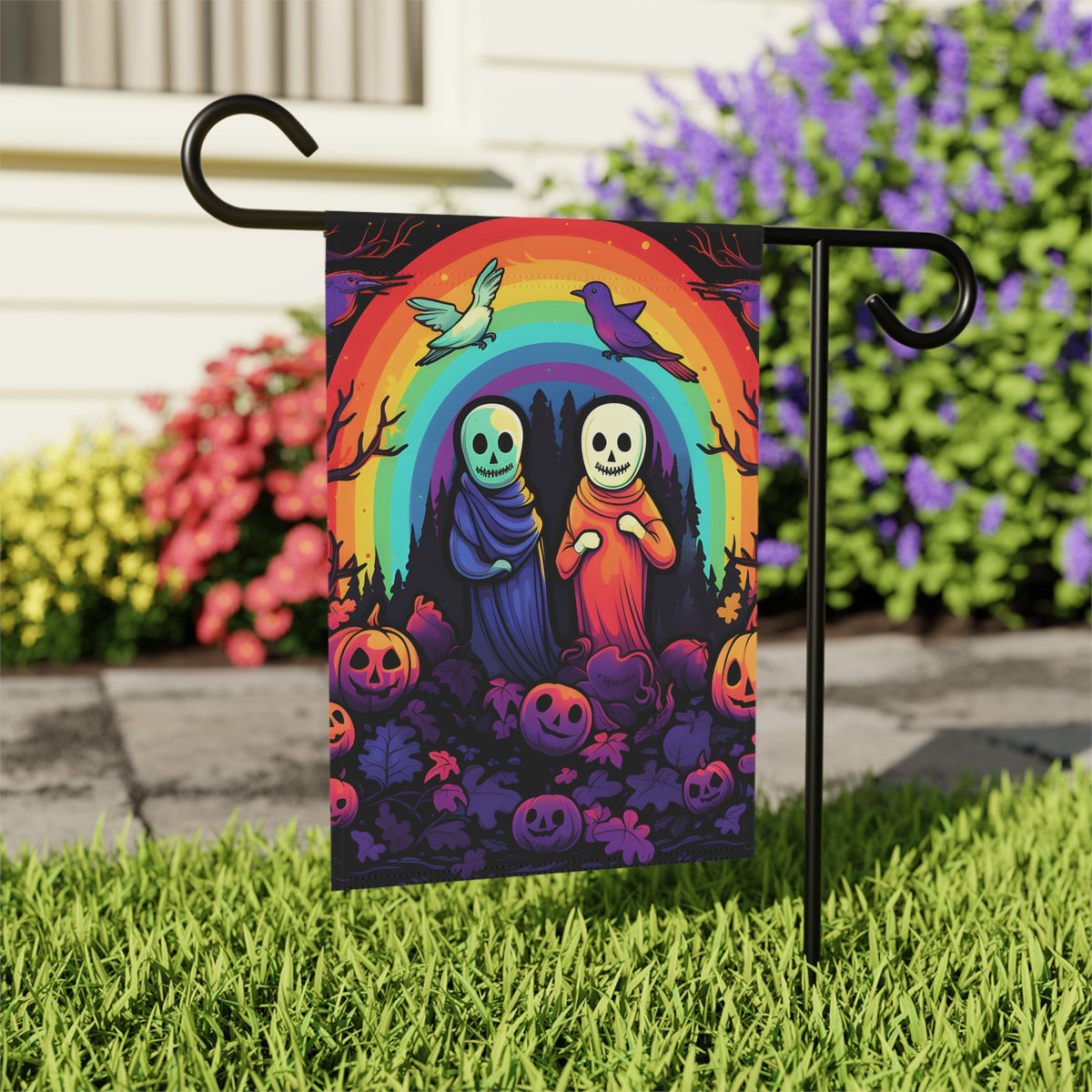 Garden & House Banner Flag with Living Life to the Fullest Design for Halloween LGBTQ+ Pride, view 12