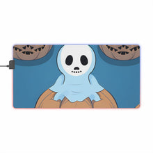 DistinctInk LED Gaming Mouse Pad with Ghost Skeleton Pumpkin Pattern Design for Halloween