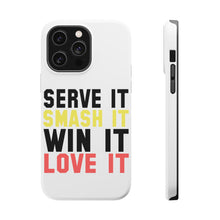 DistinctInk ToughCase for Apple iPhone, Compatible with MagSafe Charging - Serve It Smash It Win It Love It Tennis