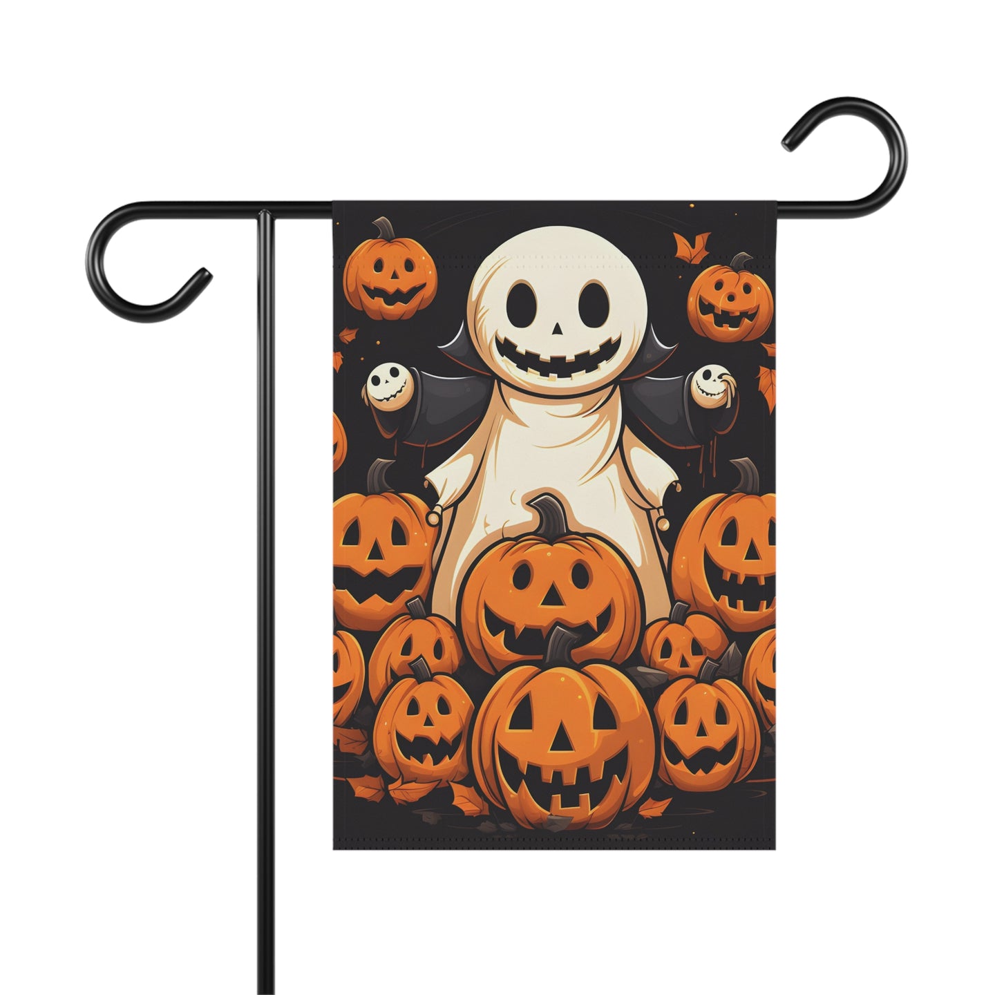 DistinctInk Garden & House Banner / Flag with Spooky Skeleton Pumpkin Patch Design for Halloween