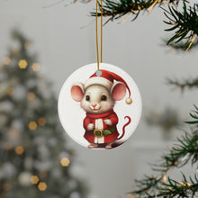 DistinctInk Hanging Ceramic Christmas Tree Ornament with Gold String - Great Gift/Present - 2 3/4 inch Diameter - Lagotti Romagnoli Design