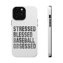 DistinctInk ToughCase for Apple iPhone, Compatible with MagSafe Charging - Stressed Blessed Baseball Obsessed