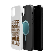 DistinctInk ToughCase for Apple iPhone, Compatible with MagSafe Charging - Beer Is Barley & Hops Beer is Salad