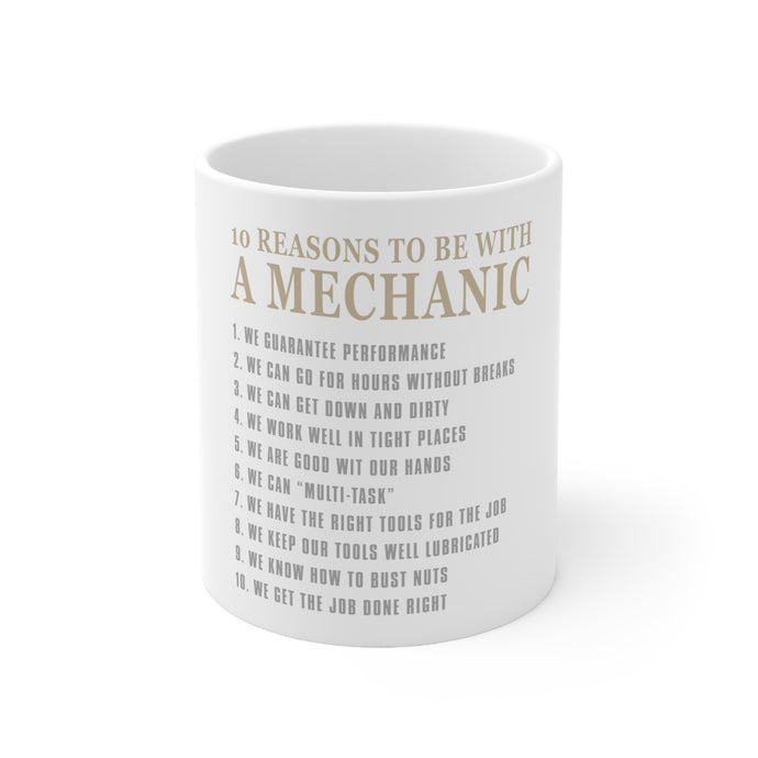 DistinctInk Glossy White Coffee / Tea Mug - 10 Reasons to Be With a Mechanic