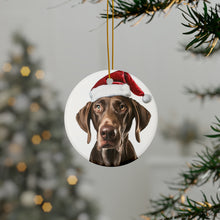 DistinctInk Hanging Ceramic Christmas Tree Ornament with Gold String - Great Gift/Present - 2 3/4 inch Diameter - Plott Hound Design