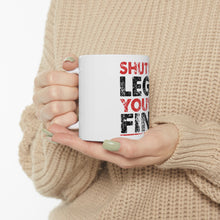 DistinctInk Glossy White Coffee / Tea Mug - Shut Up Legs You're Fine Running