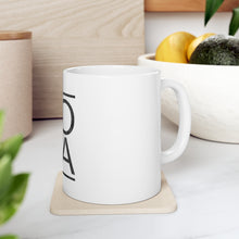 DistinctInk Glossy White Coffee / Tea Mug - Yoga Black Word Art