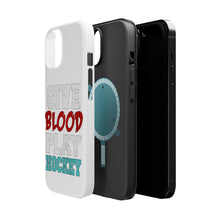 DistinctInk ToughCase for Apple iPhone, Compatible with MagSafe Charging - Give Blood Play Hockey