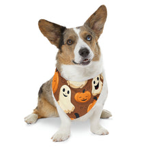 DistinctInk Adjustable Pet Banana Collar with "Boo-ttifull Skeleton Cartoon Pattern Pumpkin" Design for Halloween