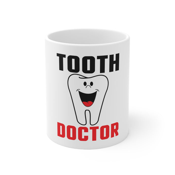 DistinctInk Glossy White Coffee / Tea Mug - Tooth Doctor Dentist