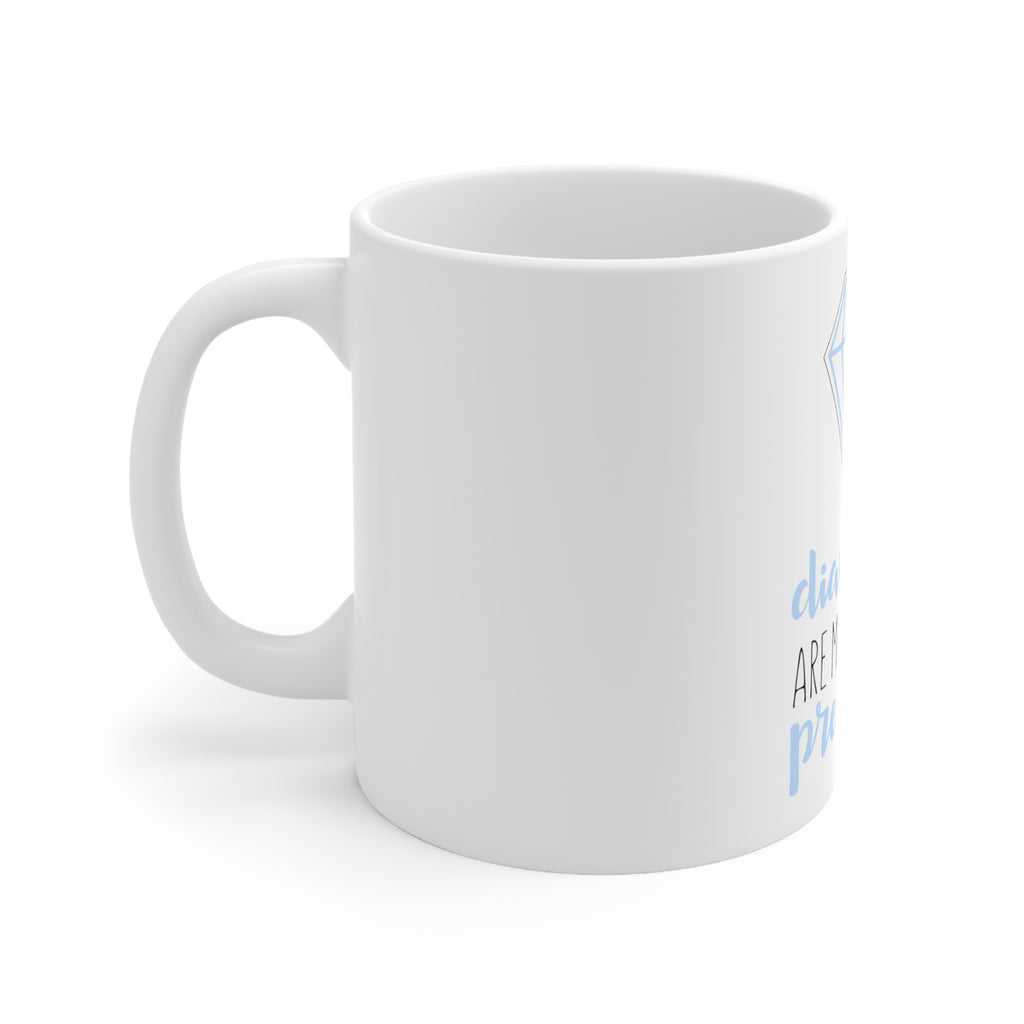 Glossy White Coffee / Tea Mug - Diamonds Are Made Under Pressure, view 2