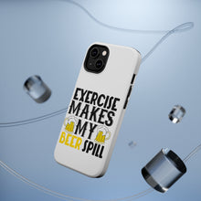 DistinctInk ToughCase for Apple iPhone, Compatible with MagSafe Charging - Exercise Makes My Beer Spill