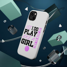 DistinctInk ToughCase for Apple iPhone, Compatible with MagSafe Charging - Volleyball Yes I Do Play Like a Girl